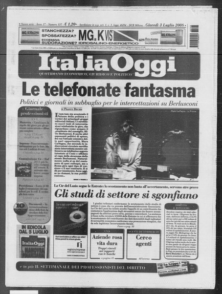 Italia oggi : quotidiano di economia finanza e politica